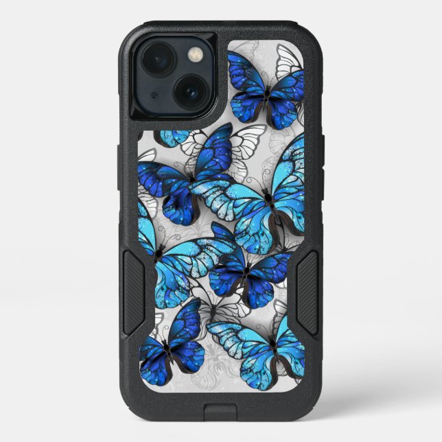 Composition of White and Blue Butterflies Otterbox iPhone Case (Back)