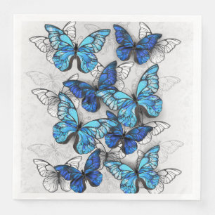 Composition of White and Blue Butterflies Paper Dinner Napkins