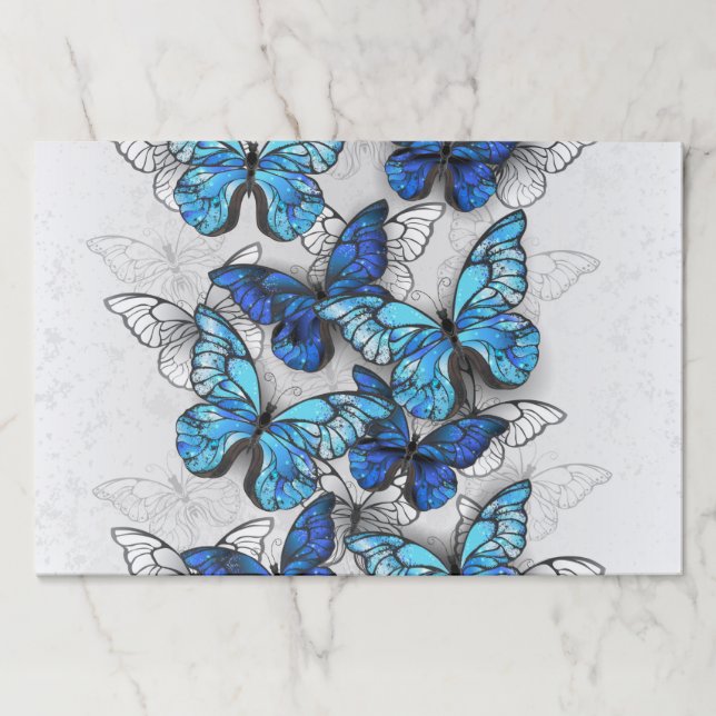 Composition of White and Blue Butterflies Paper Pad (Front)