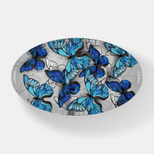 Composition of White and Blue Butterflies Paperweight