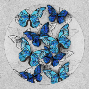 Composition of White and Blue Butterflies Patch