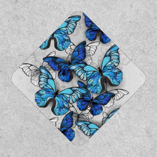 Composition of White and Blue Butterflies Patch