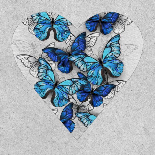 Composition of White and Blue Butterflies Patch