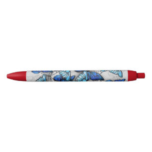 Composition of White and Blue Butterflies Pen