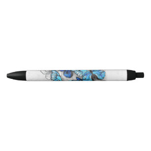 Composition of White and Blue Butterflies Pen