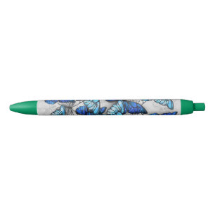 Composition of White and Blue Butterflies Pen