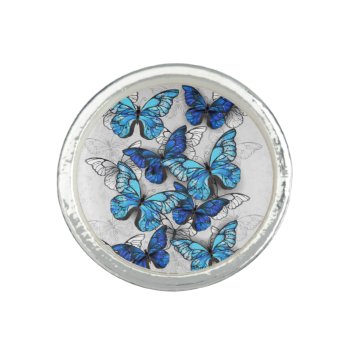 Composition Of White And Blue Butterflies Ring by Blackmoon9 at Zazzle