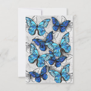Composition of White and Blue Butterflies RSVP Card