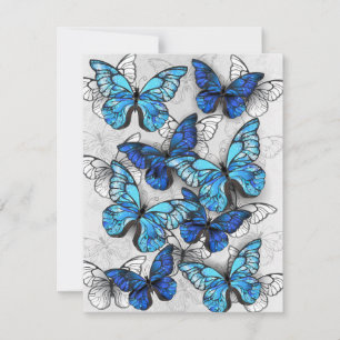 Composition of White and Blue Butterflies RSVP Card