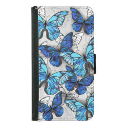 Composition of White and Blue Butterflies Samsung Galaxy S5 Wallet Case