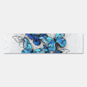 Composition of White and Blue Butterflies Sign