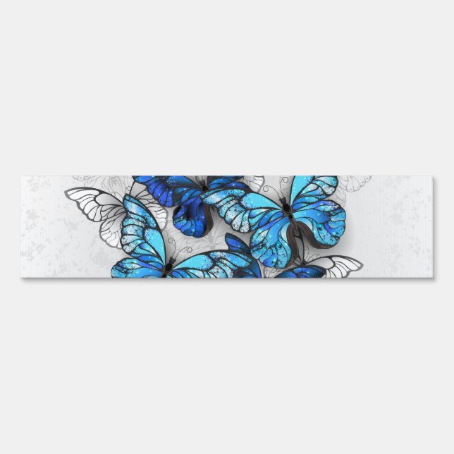 Composition of White and Blue Butterflies Sign (Front)