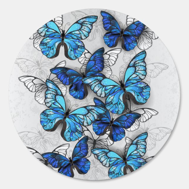 Composition of White and Blue Butterflies Sign (Front)