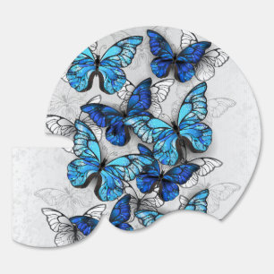 Composition of White and Blue Butterflies Sign