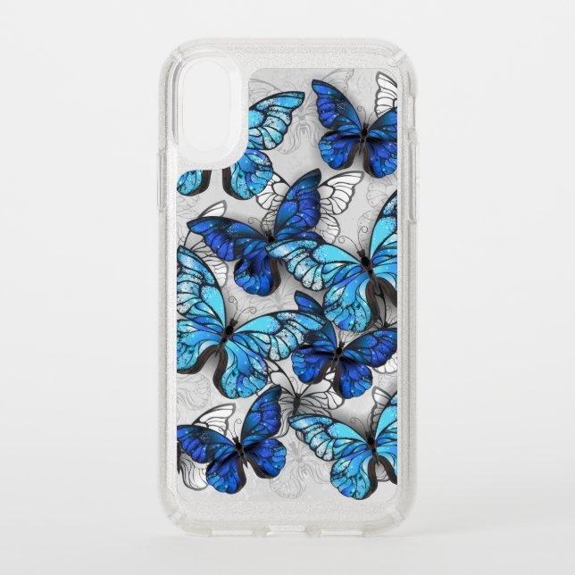 Composition of White and Blue Butterflies Speck iPhone XR Case (Front)