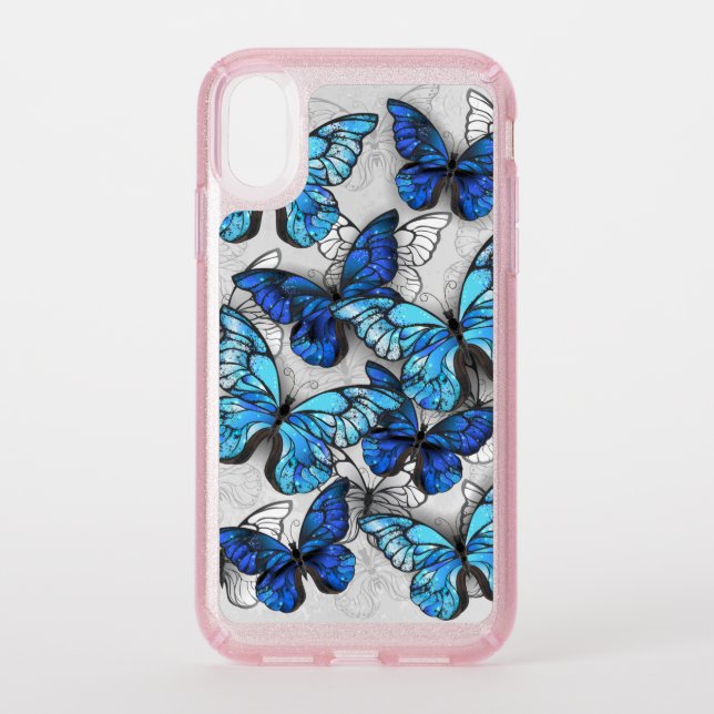Composition of White and Blue Butterflies Speck iPhone XR Case (Front)