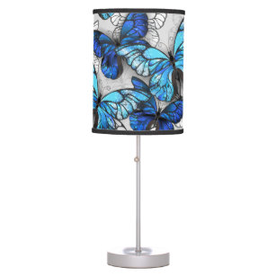 Composition of White and Blue Butterflies Table Lamp