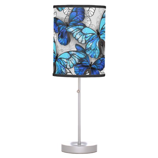 Composition of White and Blue Butterflies Table Lamp (Front)