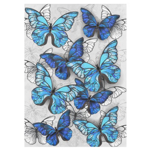 Composition of White and Blue Butterflies Tablecloth