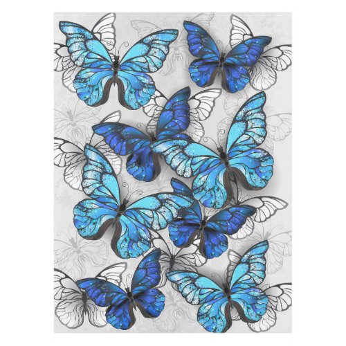 Composition of White and Blue Butterflies Tablecloth