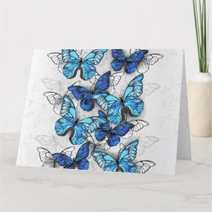 Composition of White and Blue Butterflies Thank You Card