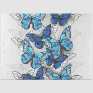 Composition of White and Blue Butterflies Tissue Paper