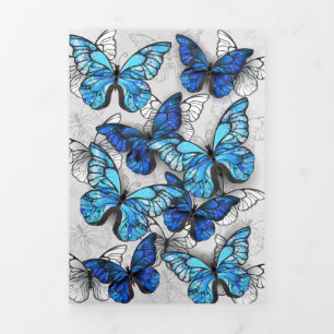 Composition of White and Blue Butterflies Tri-Fold Program