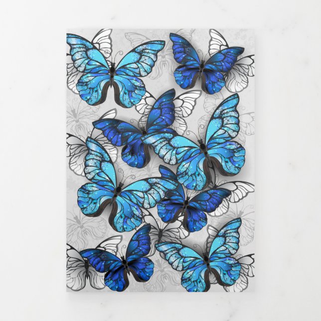 Composition of White and Blue Butterflies Tri-Fold Program (Cover)