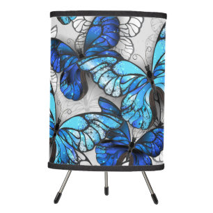 Composition of White and Blue Butterflies Tripod Lamp