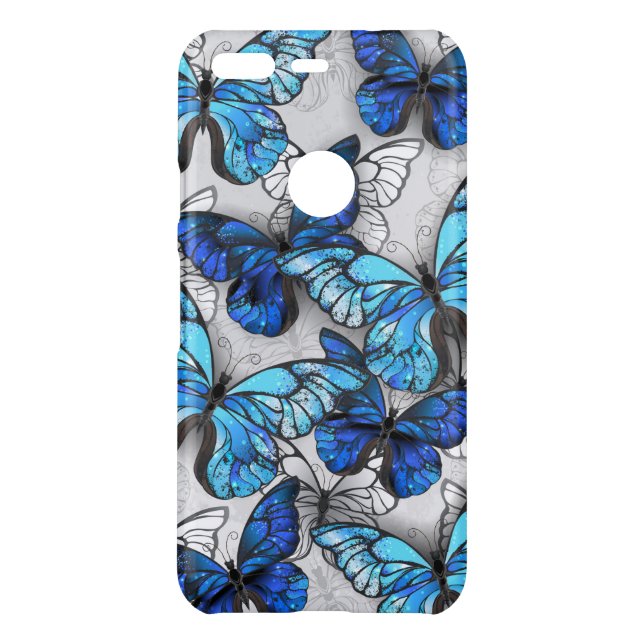 Composition of White and Blue Butterflies Uncommon Google Pixel Case (Back)