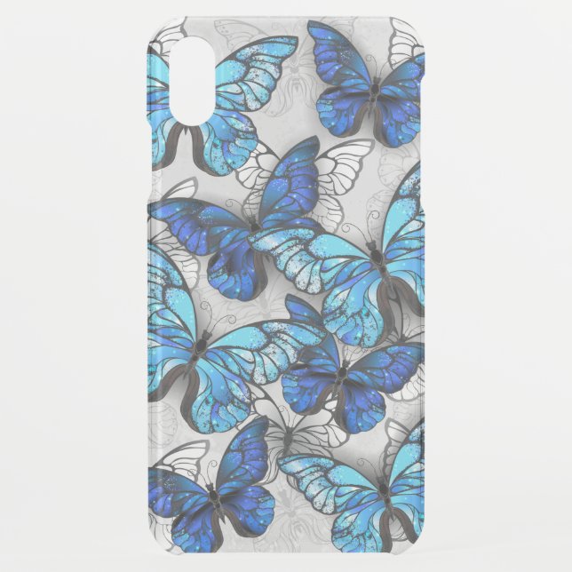 Composition of White and Blue Butterflies Uncommon iPhone Case (Back)