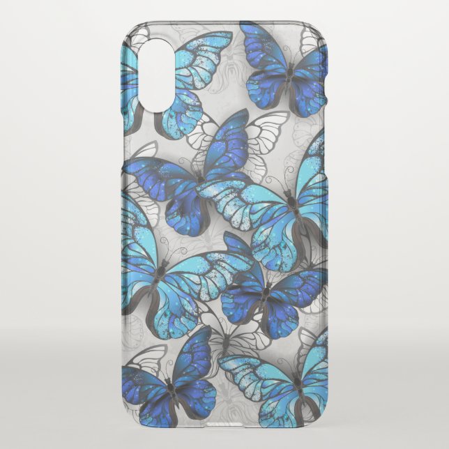 Composition of White and Blue Butterflies Uncommon iPhone Case (Back)