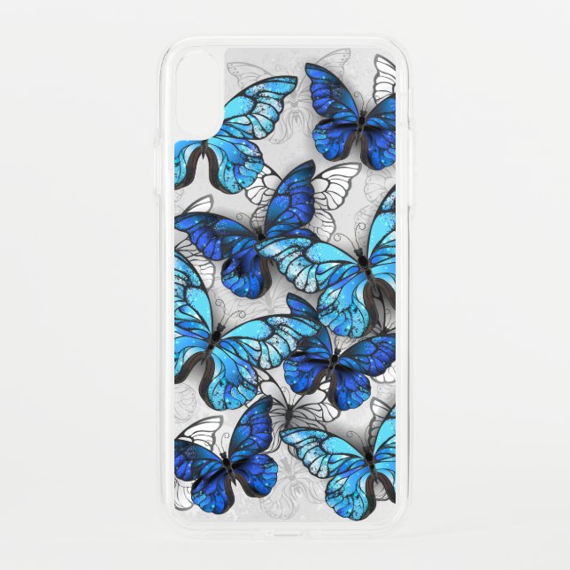 Composition of White and Blue Butterflies Uncommon iPhone Case (Back)