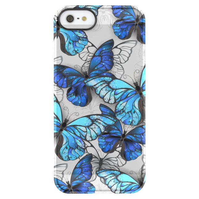 Composition of White and Blue Butterflies Uncommon iPhone Case (Back)