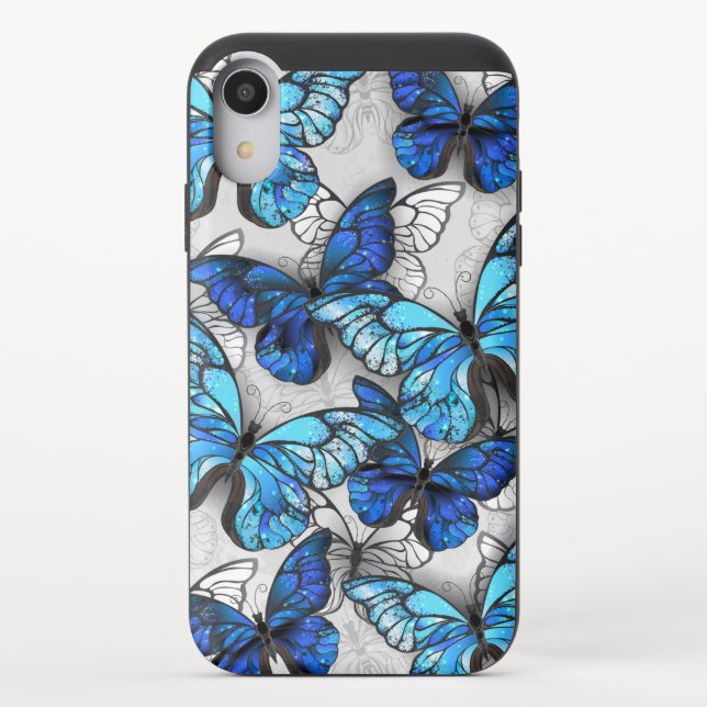 Composition of White and Blue Butterflies Uncommon iPhone Case (Back)