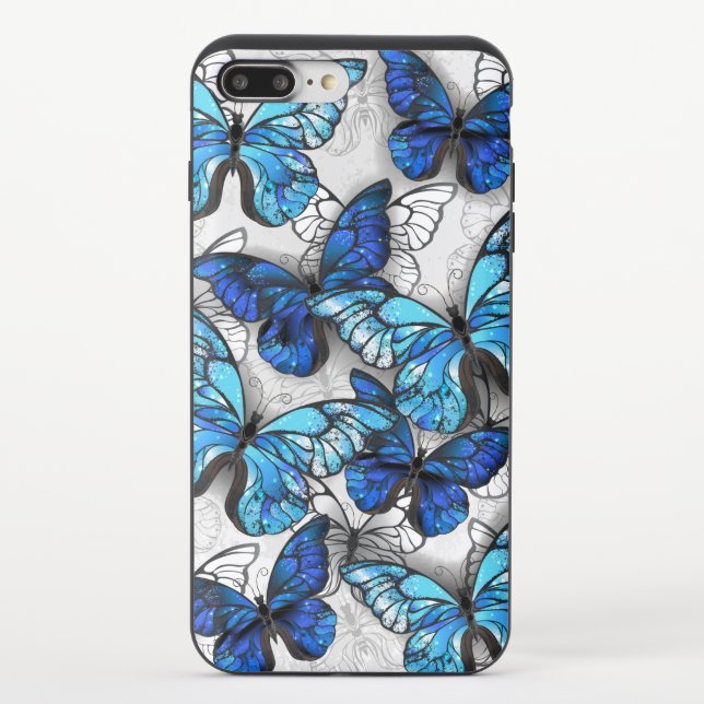 Composition of White and Blue Butterflies Uncommon iPhone Case (Back)