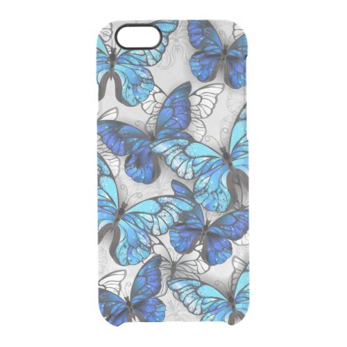 Composition of White and Blue Butterflies Clear iPhone 66S Case