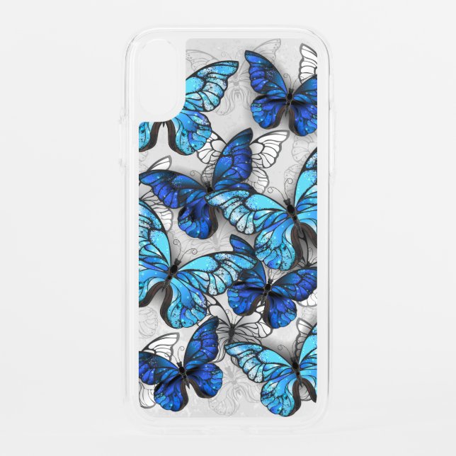 Composition of White and Blue Butterflies Uncommon iPhone Case (Back)
