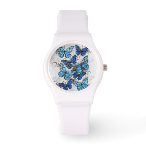 Composition of White and Blue Butterflies Watch