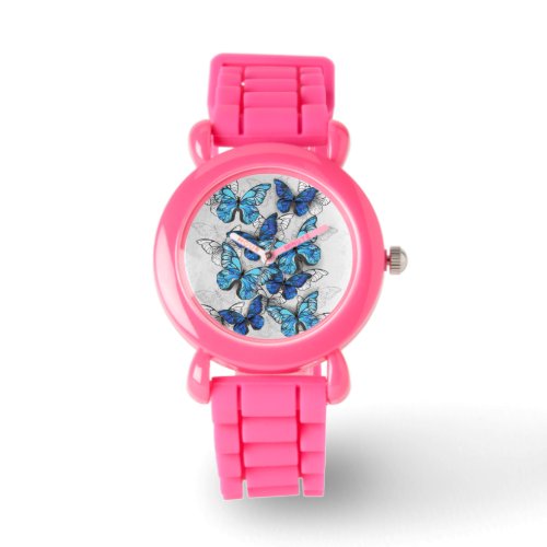 Composition of White and Blue Butterflies Watch