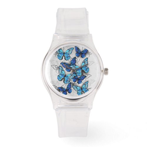 Composition of White and Blue Butterflies Watch