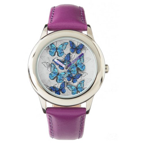 Composition of White and Blue Butterflies Watch