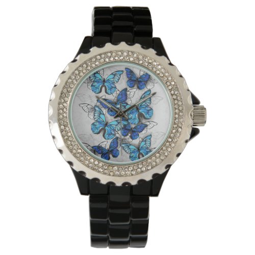 Composition of White and Blue Butterflies Watch