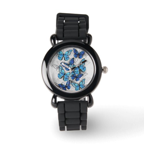 Composition of White and Blue Butterflies Watch