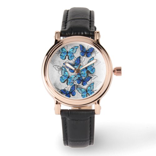 Composition of White and Blue Butterflies Watch