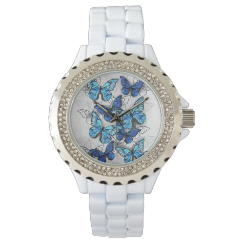 Composition of White and Blue Butterflies Watch