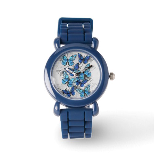 Composition of White and Blue Butterflies Watch