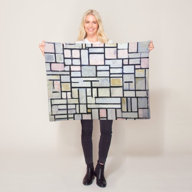 Composition Pink and Gray, Mondrian Fleece Blanket (In Situ)