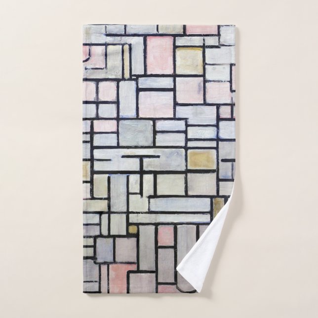 Composition Pink and Gray, Mondrian Hand Towel (Hand Towel)
