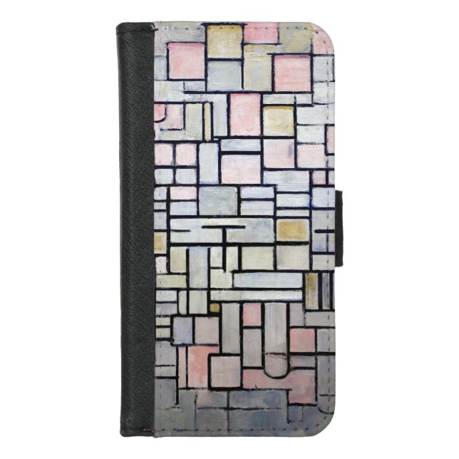 Composition Pink and Gray, Mondrian iPhone Wallet Case (Front)